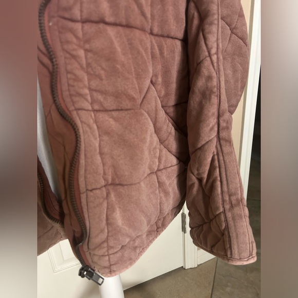 Free People Dolman Quilted Knit Jacket Cherry Cola - Picture 10 of 13